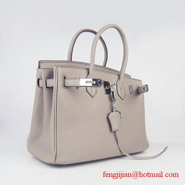 Hermes Birkin 30cm Togo Leather Bag Grey 6088